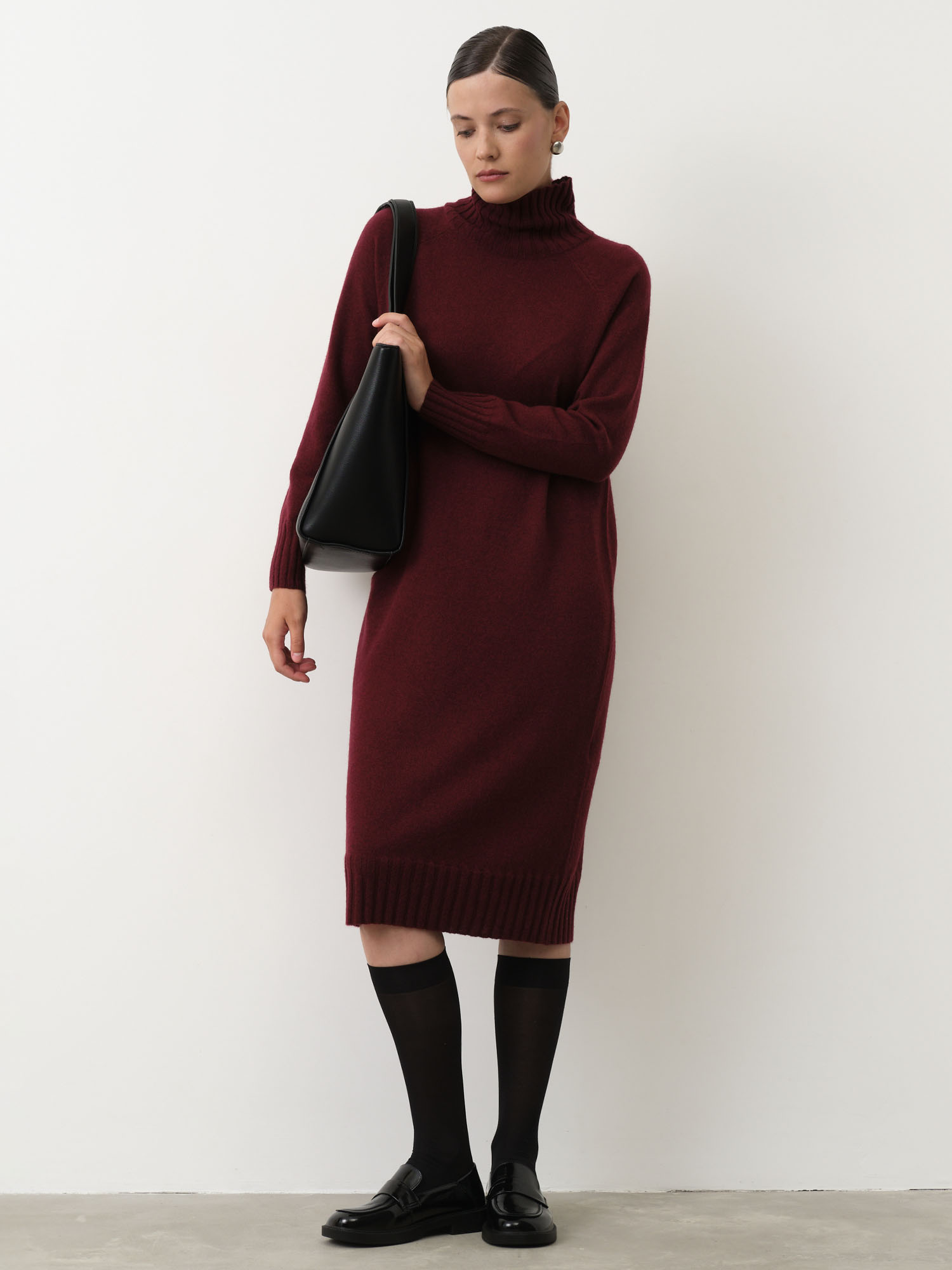 кашемировое платье бордовое